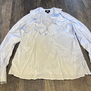 W by Worth White shimmery Ruffled Blouse Size 4
